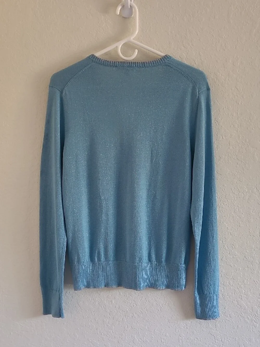 Brooks Brothers Light Blue Sparkle Button Cardigan. Sz  L. Like New Grandma Core